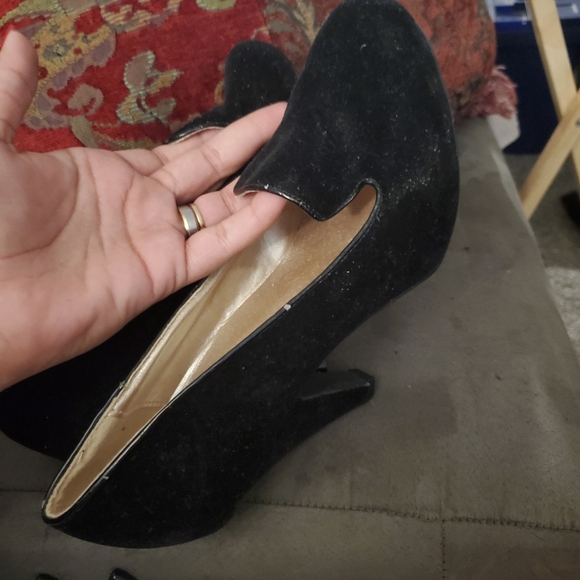 Qupid black micro suede wedge type, low heel shoe. - Picture 2 of 4